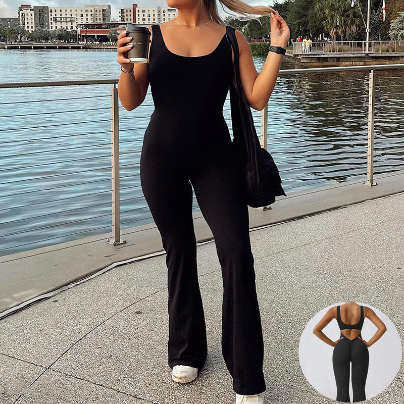 Slim Fit Backless Jumpsuit for Yoga and Exercise! - Jacques Essential