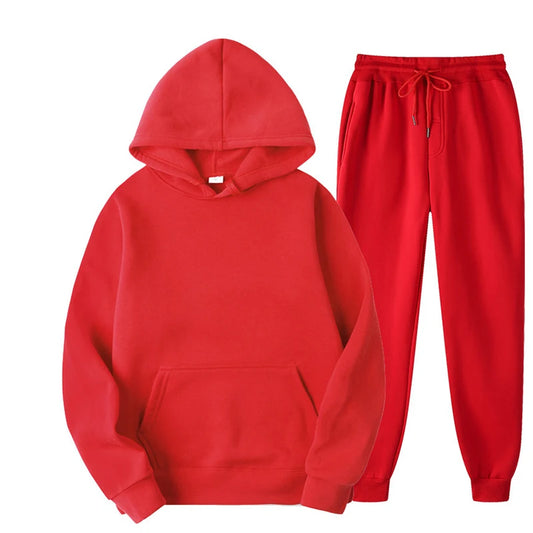 Women's 2-piece tracksuit: hooded pullover, sweatpants, casual sportswear set. - Jacques Essential