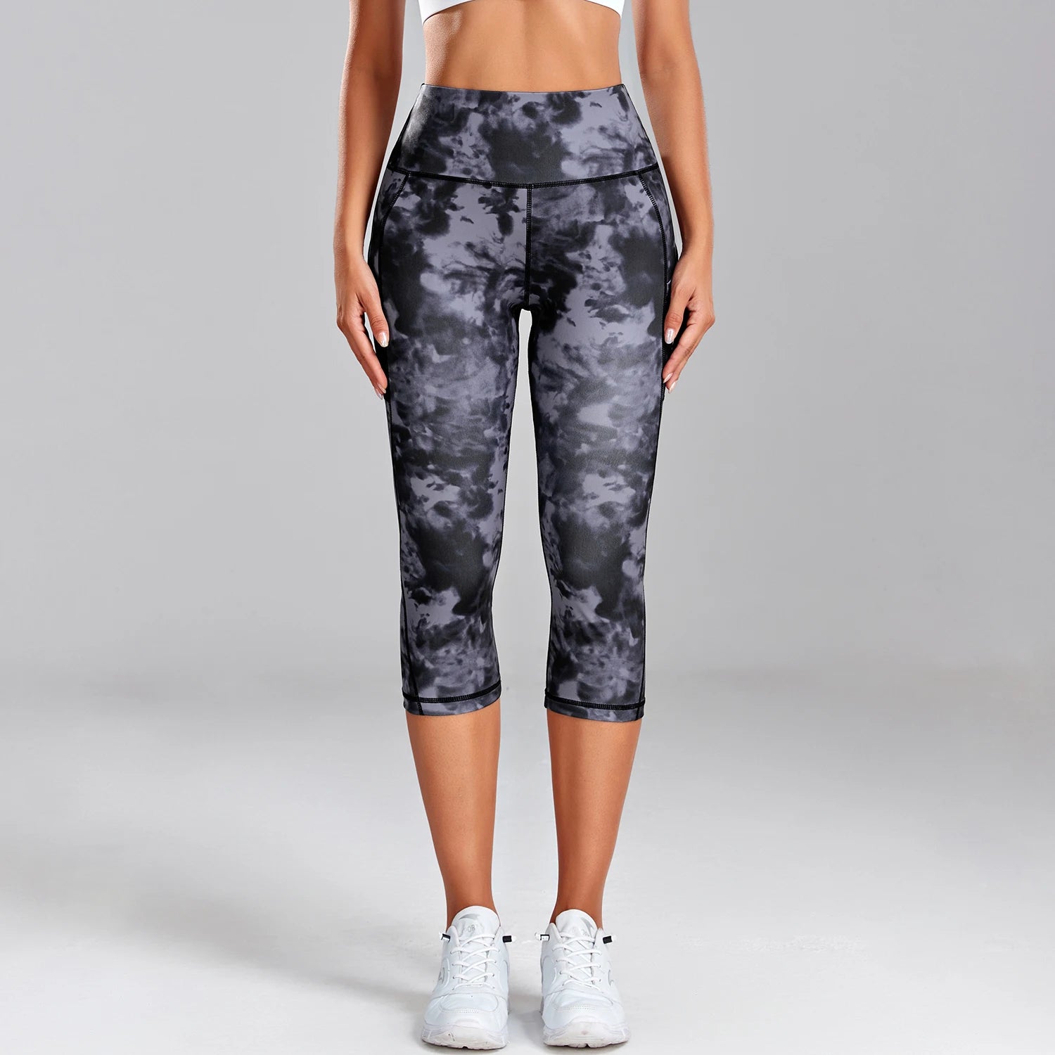 Women's Leopard Tie-Dye Yoga Capris with Pockets For Fitness! - Jacques Essential