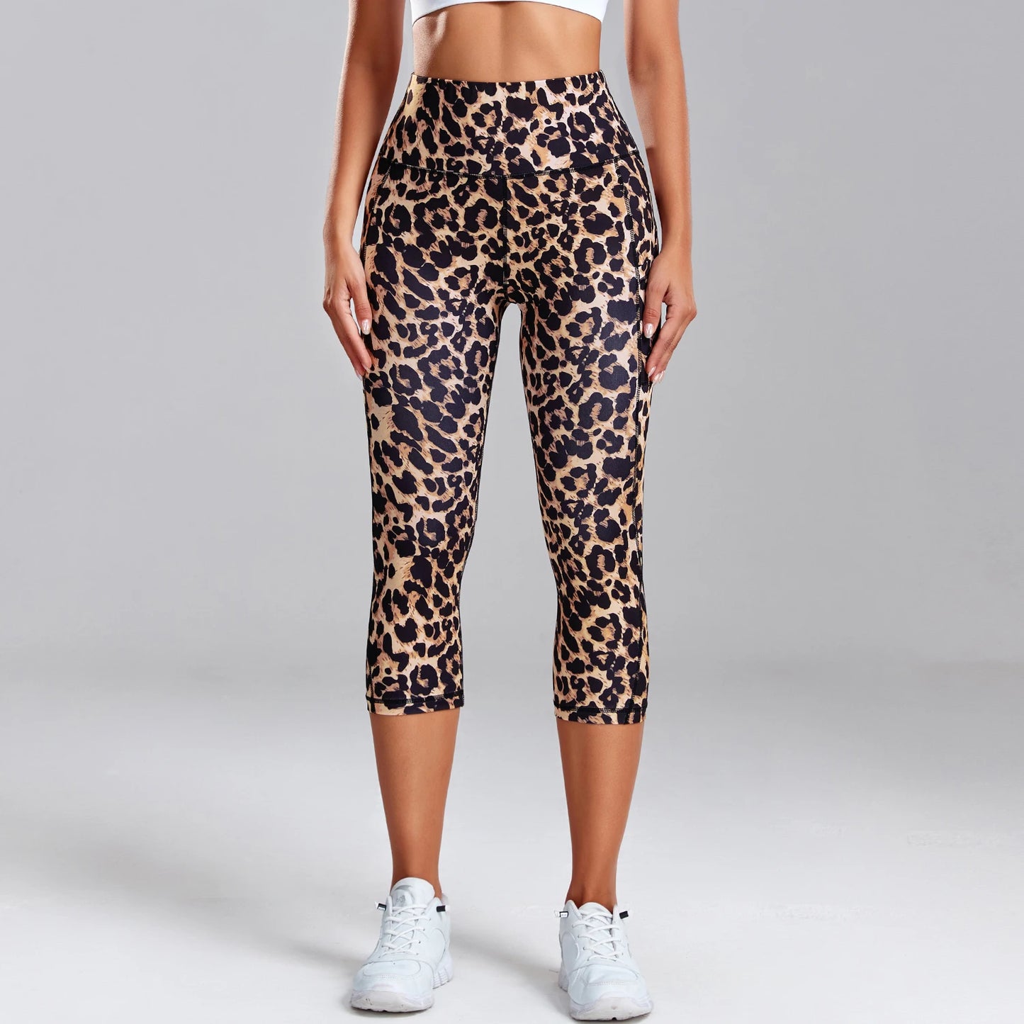 Women's Leopard Tie-Dye Yoga Capris with Pockets For Fitness! - Jacques Essential