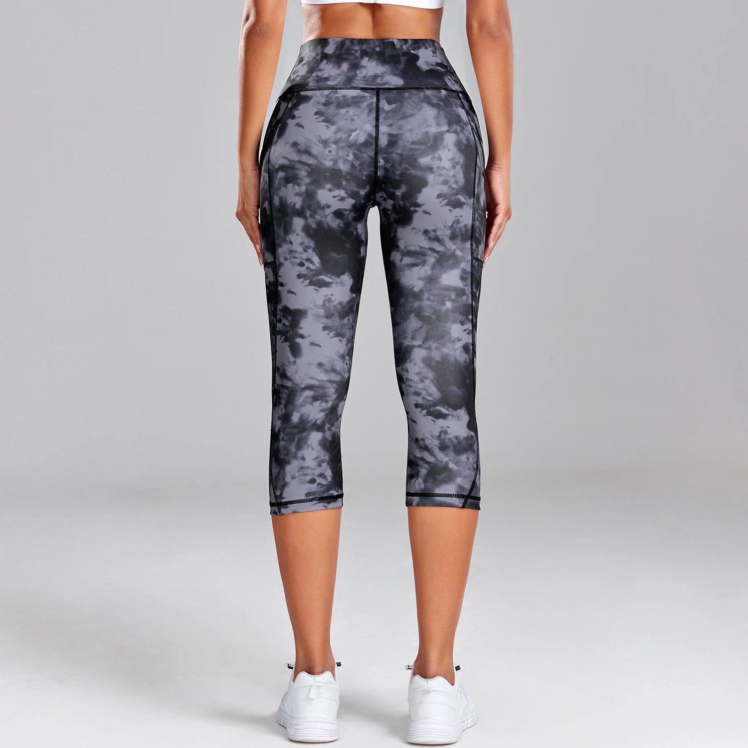 Women's Leopard Tie-Dye Yoga Capris with Pockets For Fitness! - Jacques Essential